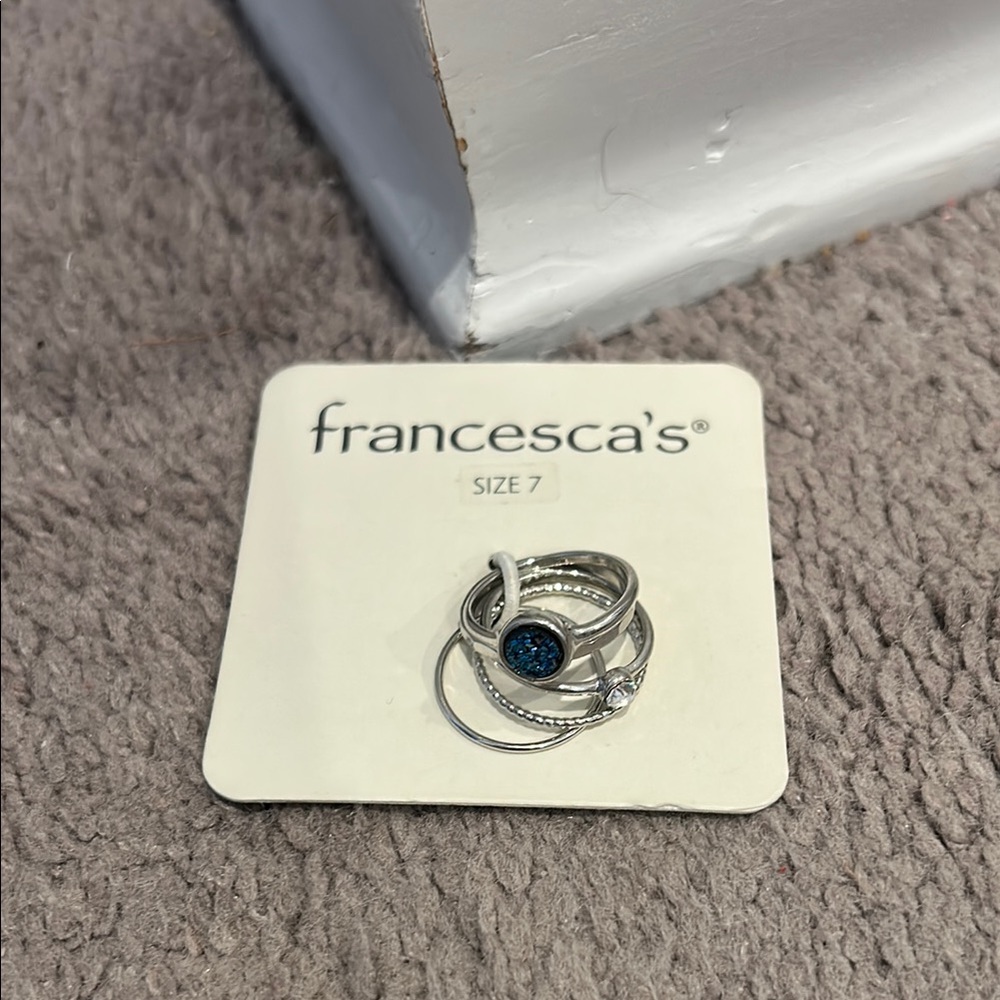 Francesca's Silver Ring Set with Blue and Clear Stones